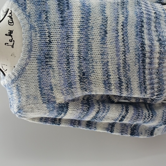 Wild Fable Striped Knit Sweater Cropped Crew Neck Blue Pullover Womens - Picture 3 of 7